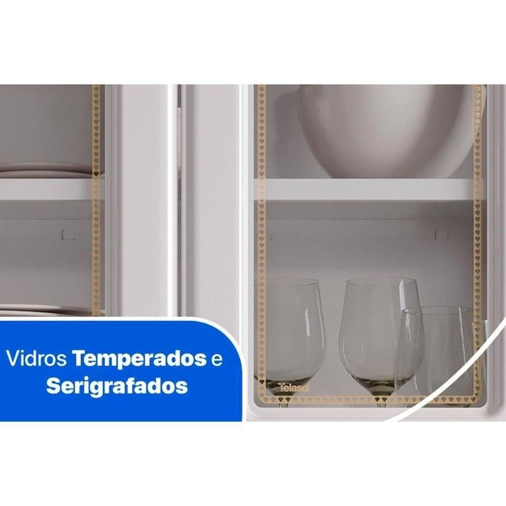 Kit de Cozinha 4 Peças Diamante 5 Portas Vidro (2 Armários 1 Balcão 1 Paneleiro) Branco/preto - 8