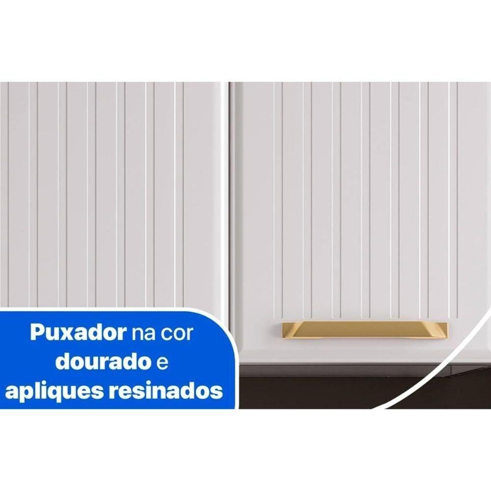Kit de Cozinha 4 Peças Diamante 5 Portas Vidro (2 Armários 1 Balcão 1 Paneleiro) Branco/preto - 2