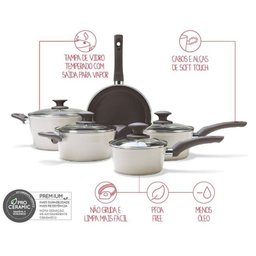 Conjunto de Panelas 5 Peças Ceramic Life Optima Nata Brinox - 2