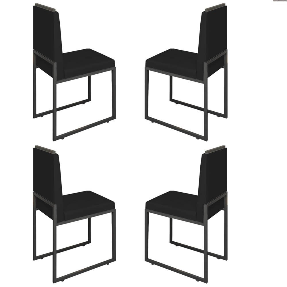 Conjunto Quatro Cadeiras Sala Jantar Barcelona Preto/veludo:preto