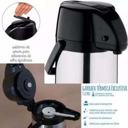 Garrafa Térmica 1 Litro Exclusiva Inox Água Café - Soprano - 2 Garrafa Térmica 1 Litro Exclusiva Inox Água Café - Soprano - 2