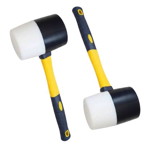 Martelo Borracha Kit 2 Uni Assentar Piso Ceramica Chao Cabo Ergonomico Montagem Reparo Moveis Mercen