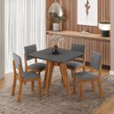 Ver imagem 1 de Conjunto Sala de Jantar 4 Lugares Quadrado Tampo de MDF Dynna Cobre/Cinza - Casa Giulia