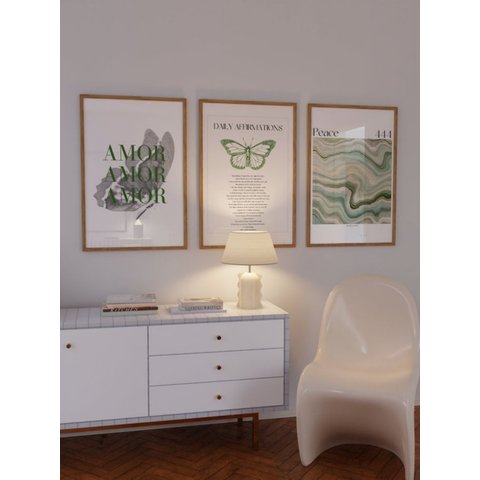 Kit 3 Quadros Decorativos Amor Afirmações Positivas Paz Moderno Verde