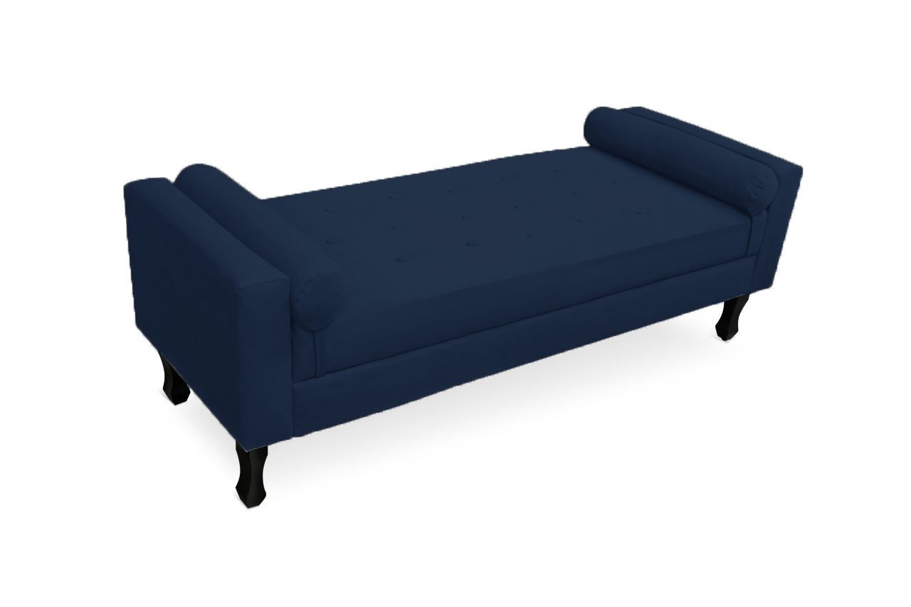 Conjunto Cabeceira Geovana + Calçadeira Fênix Solteiro 90cm Suede Azul Marinho - DL Decor - 2
