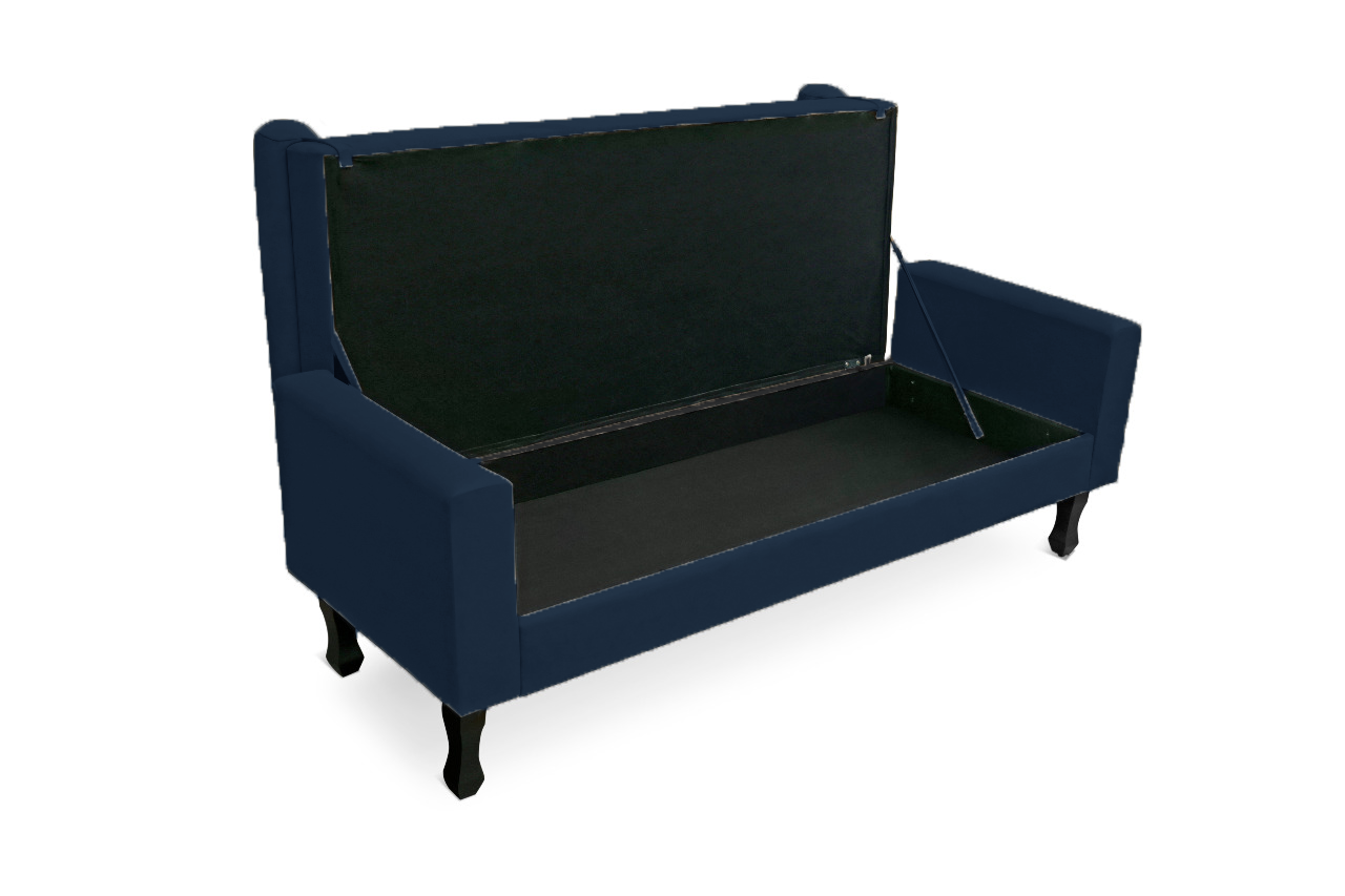 Conjunto Cabeceira Geovana + Calçadeira Fênix Solteiro 90cm Suede Azul Marinho - DL Decor - 3