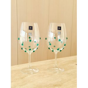 Taças de Cristal Vinho 580 Ml Bohemia Titanium Decorado com Mini Gemas 2 Un