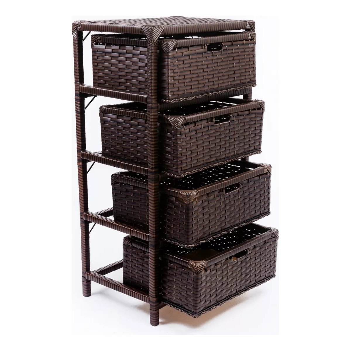 Gaveteiro Sintético Organizador Artesanal 4 Gavetas 32x44x85:argila - 3