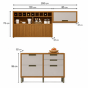Ver imagem 3 de Cozinha Modulada Imperatriz 3 Peças 100% MDF Marrom/Off White - Nesher