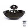 Combo 3 em 1 - Cuba de Vidro Redonda 35cm Marsala + Torneira Ibiza + Válvula Beirute Preto - 1