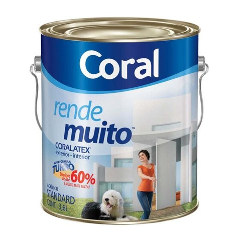 Tinta Látex Rende Muito acrílica 3,6 litros branco neve Coral