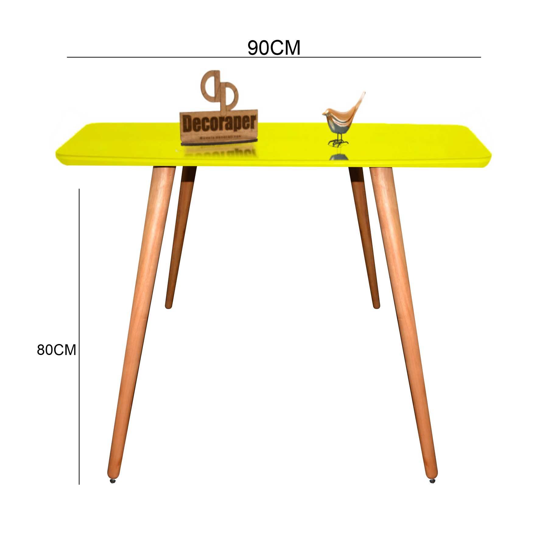 Aparador Decorativo Laqueado Arredondado Com Vidro 90cm - Pés Palito Decoraper Amarela Amadeirado - 2