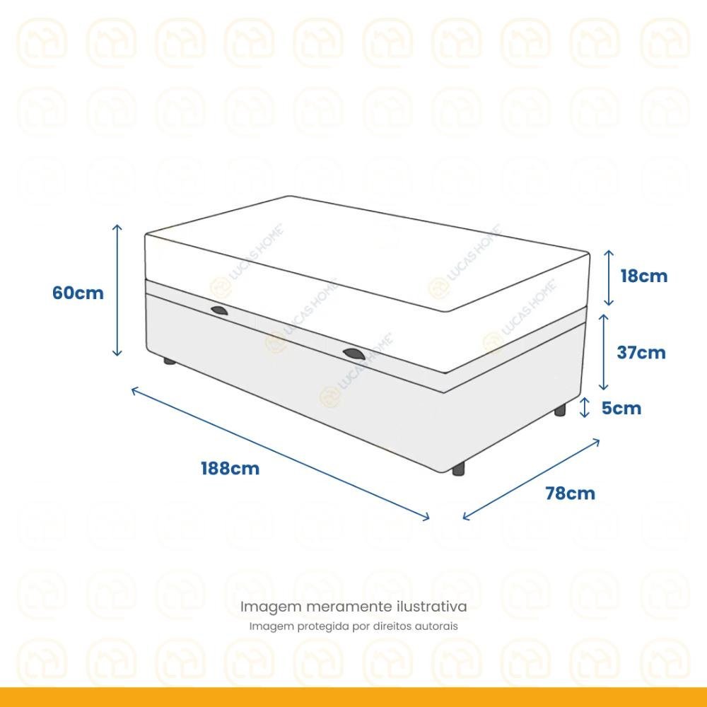 Cama Box Baú + Colchão de Solteiro D45 Firm Confort 78x188x60cm Preto Suporta até 150kg por - 3