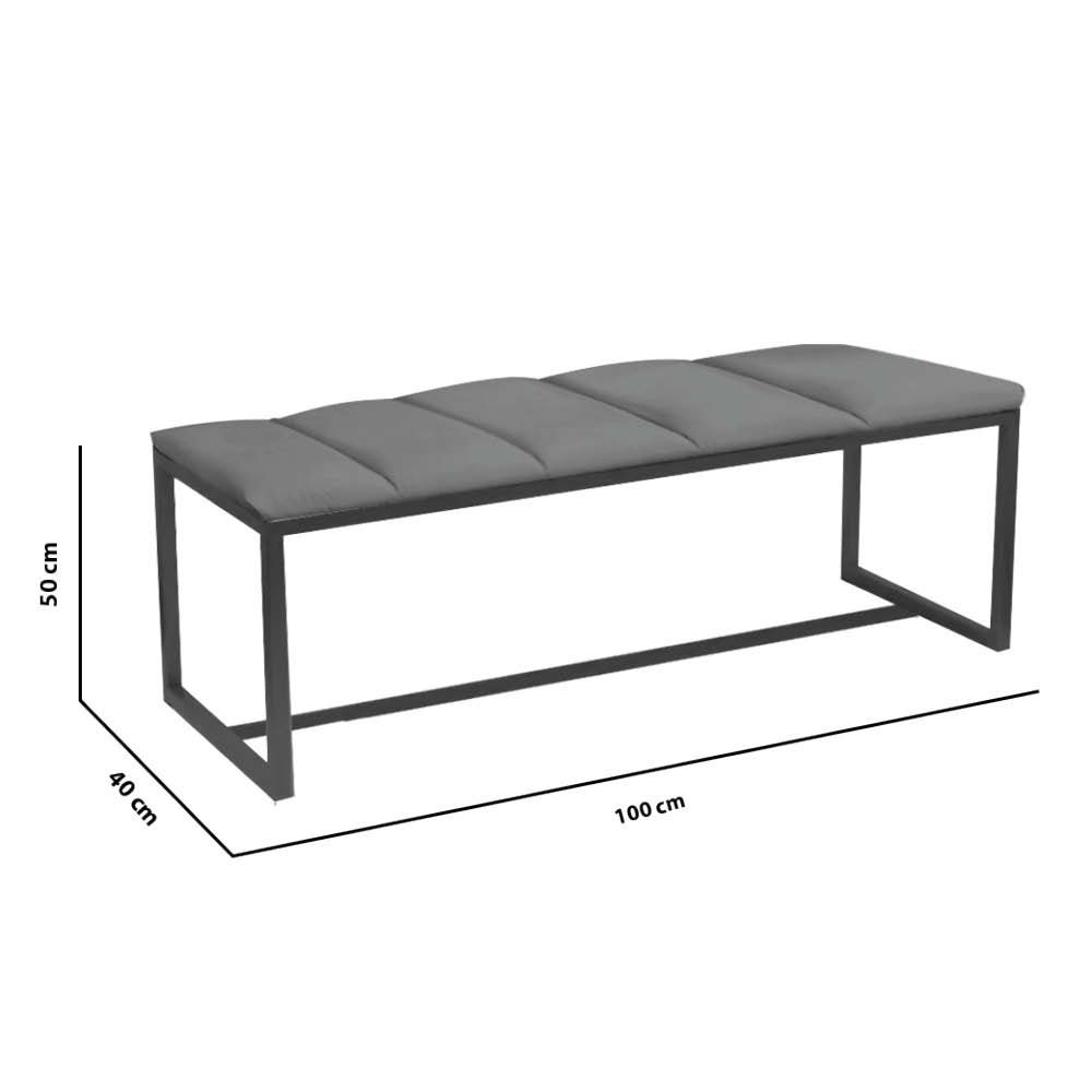 Recamier Industrial Carla 100cm Solteiro Quarto Box Cama Ferro Bronze Suede Preto - Ahazzo Móveis AH - 2
