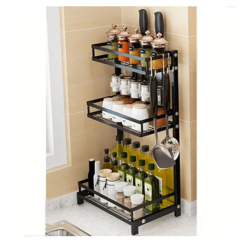 Kitchen Spice Storage Rack 3 Level Multifunction 75361 Cinza - 1