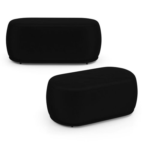 Kit 02 Puffs Decorativos Orgânicos Molly 02 Lugares Couríssimo Preto - Abmaza