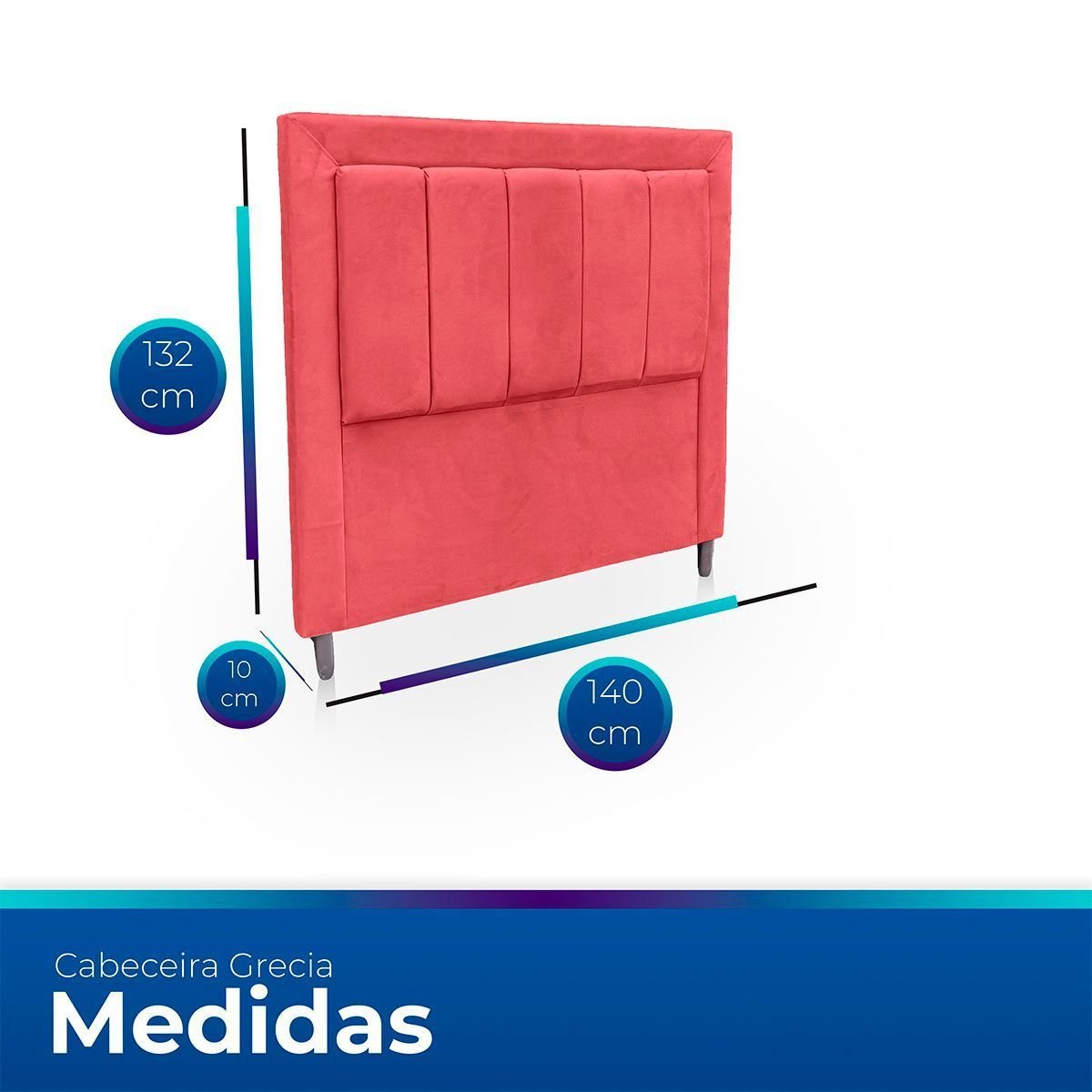 Cabeceira Estofada para Cama de Casal 140 Grecia Suede - 6