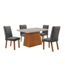 Ver imagem 2 de Mesa de Jantar Aida 120cm Tampo MDF e Vidro Canto Copo com 4 Cadeiras Lira Moderna Mobília