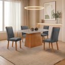 Ver imagem 1 de Mesa de Jantar Aida 120cm Tampo MDF e Vidro Canto Copo com 4 Cadeiras Lira Moderna Mobília