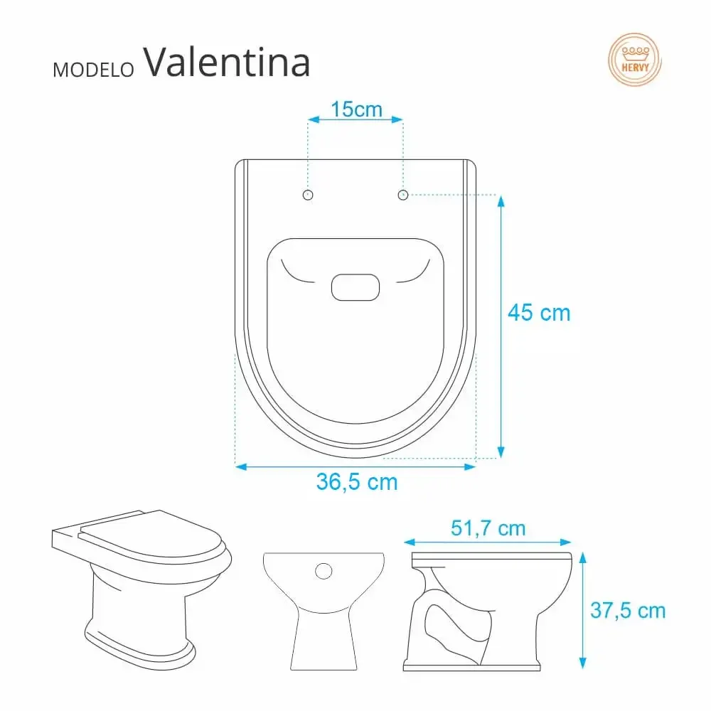 Assento Sanitário Poliester Valentina Cinza Claro para Vaso Hervy - 2