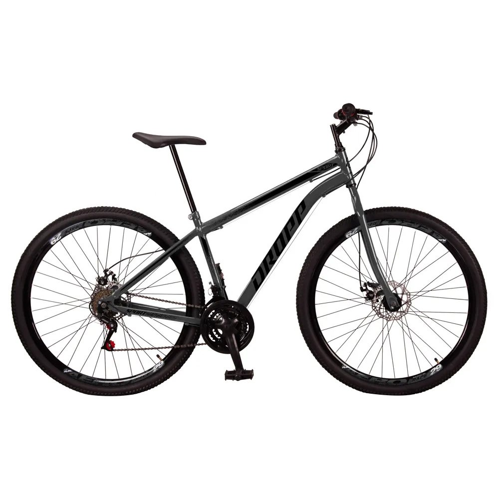 Bicicleta Sport Aro 29 Quadro 17 Aço 21 Marchas Freio a Disco Mecânico Cinza Preto - Dropp - 1