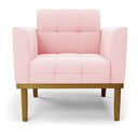 Ver imagem 3 de Kit 2 Poltronas Base de Madeira Fixa Castanho Elisa Suede D03 - D’Rossi Rosa Bebê
