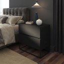 Ver imagem 3 de 2X Mesas de Cabeceira Industrial Eros 45cm MDF com 2 Gavetas Modernas para Quarto de Casal
