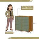 Ver imagem 3 de Aparador para Sala de Estar 10 Gavetas Melinda Marrom/Freijó/Verde