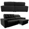 Sofá de Couro Elétrico Retrátil 2,95m Molas Ensacadas Cama Inbox Gran Majesty Preto - 7