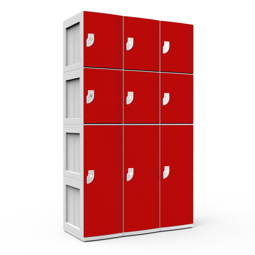Armário de Plástico 9 Portas - Nk 3383 Nilko Armários Vermelho Cadeado Padrão - 3