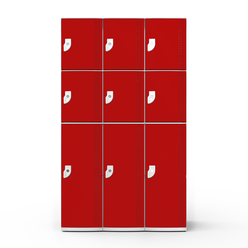 Armário de Plástico 9 Portas - Nk 3383 Nilko Armários Vermelho Cadeado Padrão - 2