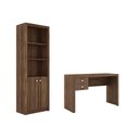 Ver imagem 1 de Escritório com Mesa para Computador 2 Gavetas com Armário Pareteleira 2 Portas Nogal - Fdecor