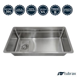Pia Cuba de Cozinha em Aço Inox 304 - 78X43 - Tubrax - 2