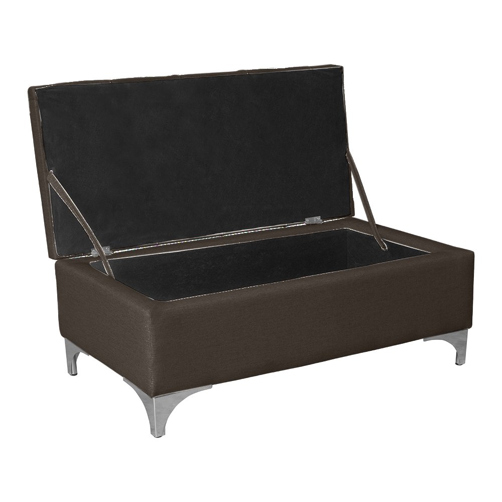Kit Painel Cabeceira + Bau Iza Para Cama King Box Quarto Moderno 1,95 Nanda Decor:Corino Marrom - 6