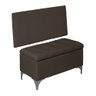 Kit Painel Cabeceira + Bau Iza Para Cama King Box Quarto Moderno 1,95 Nanda Decor:Corino Marrom - 2