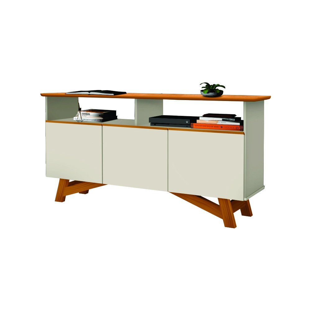 Rack para TV com 3 Portas Dortmund Off White Nature - 2