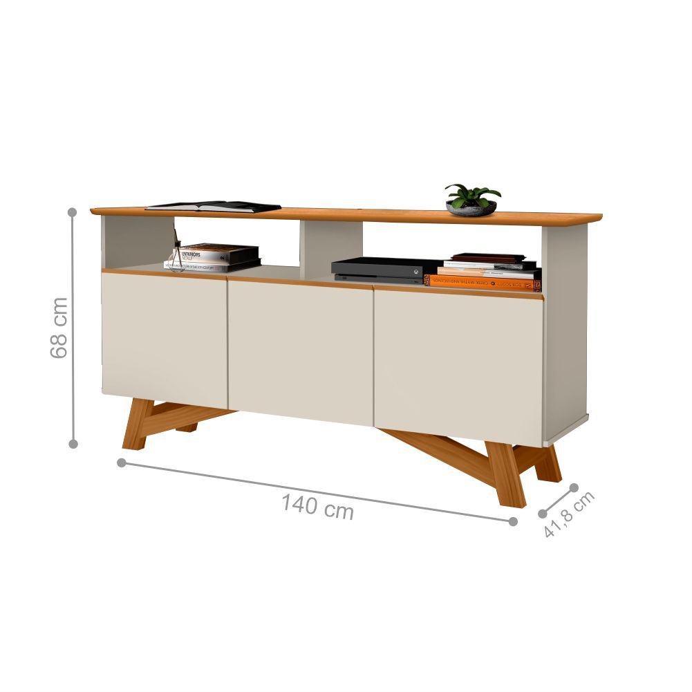 Rack para TV com 3 Portas Dortmund Off White Nature - 3