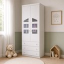 Ver imagem 1 de Guarda Roupa Roupeiro Infantil Eloísa 100% MDF 2 Portas 3 Gavetas para Quarto de Bebê Branco Phoenix