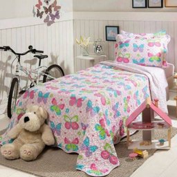 Jogo de Cama Royal Plus Infantil Santista Solteiro Borboletas - 2 Jogo de Cama Royal Plus Infantil Santista Solteiro Borboletas - 2