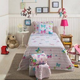 Jogo de Cama Royal Plus Infantil Santista Solteiro Borboletas - 1 Jogo de Cama Royal Plus Infantil Santista Solteiro Borboletas - 1