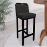 Kit 02 Banqueta Alta Com Encosto Agnes Cozinha Balcão Bistrô Base Madeira Preto Tecido Sintético - 2