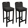 Kit 02 Banqueta Alta Com Encosto Agnes Cozinha Balcão Bistrô Base Madeira Preto Tecido Sintético - 1