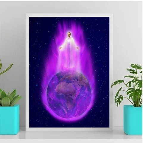 Quadro Chama Violeta Saint Germain 45x34cm:madeira Preta
