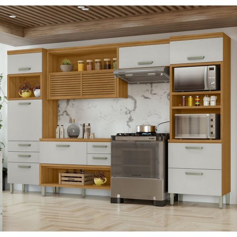 Cozinha 4 Peças Ripado 2 Paneleiros Princesa 100% Mdf Nesher