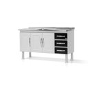 Ver imagem 1 de GABINETE DE COZINHA 100% AÇO PARA PIA 1.60 MT 3 PORTAS 3 GAVETAS -BRANCO/PRETO -MARROART