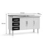 GABINETE DE COZINHA 100% AÇO PARA PIA 1.60 MT 3 PORTAS 3 GAVETAS -BRANCO/PRETO -MARROART - 2