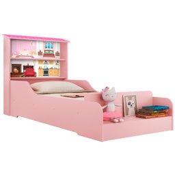 Cama Infantil Casa Menina Princesa Rosa com Prateleiras - 2
