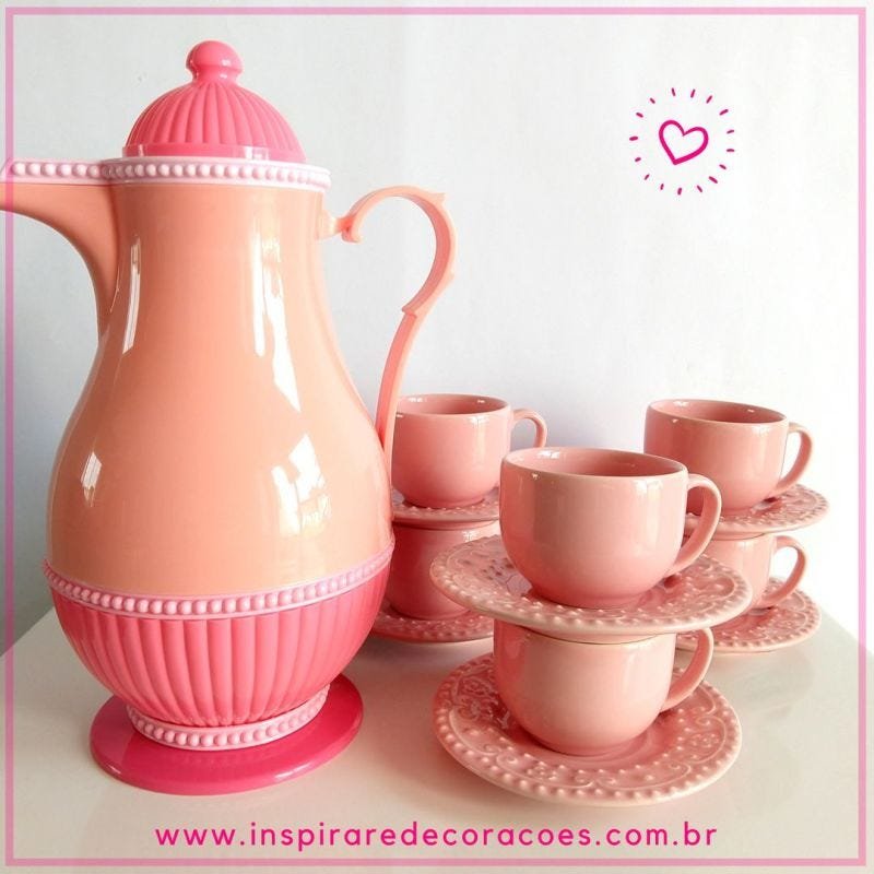 Jogo 6 Xícaras Grandes Chá 180ml Donna Rosa - Biona em Promoção na