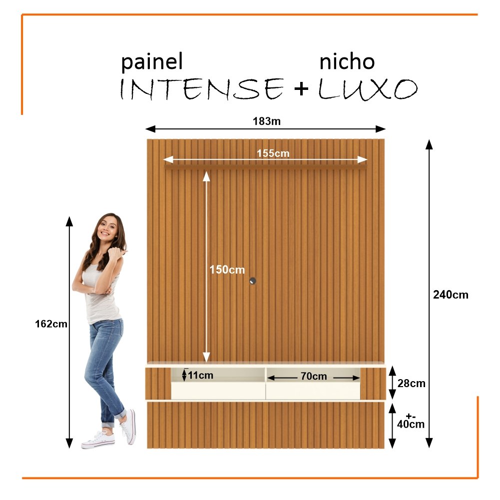Painel Ripado para Tv até 75 Polegadas Intense com Nicho 180cm - 10