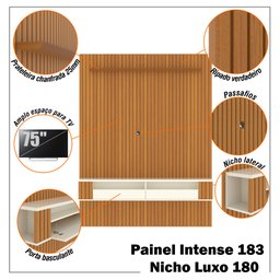 Painel Ripado para Tv até 75 Polegadas Intense com Nicho 180cm - 2